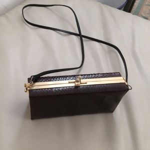 VINTAGE Black Snakeskin Mini Clutch Cross-Body Bag